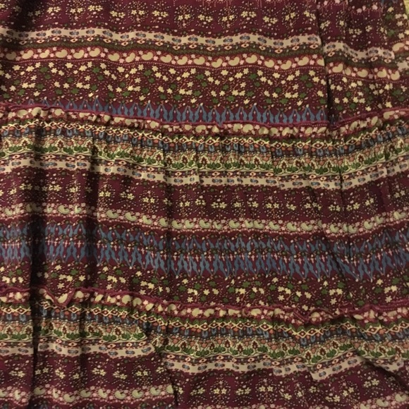 Maroon printed floor length skirt - Picture 2 of 3